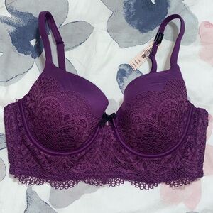 NWT Victoria Secret Lined Demi Buste Double Convertible Straps Lace Bra Size 34D